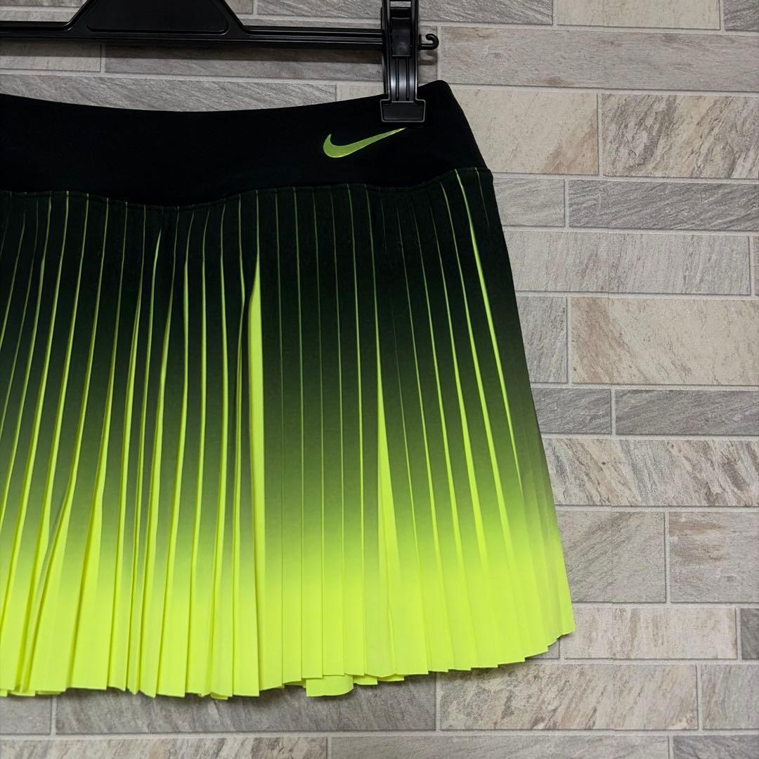 NIKE プリーツスカート スコート 蛍光イエロー グラデーション テニス M