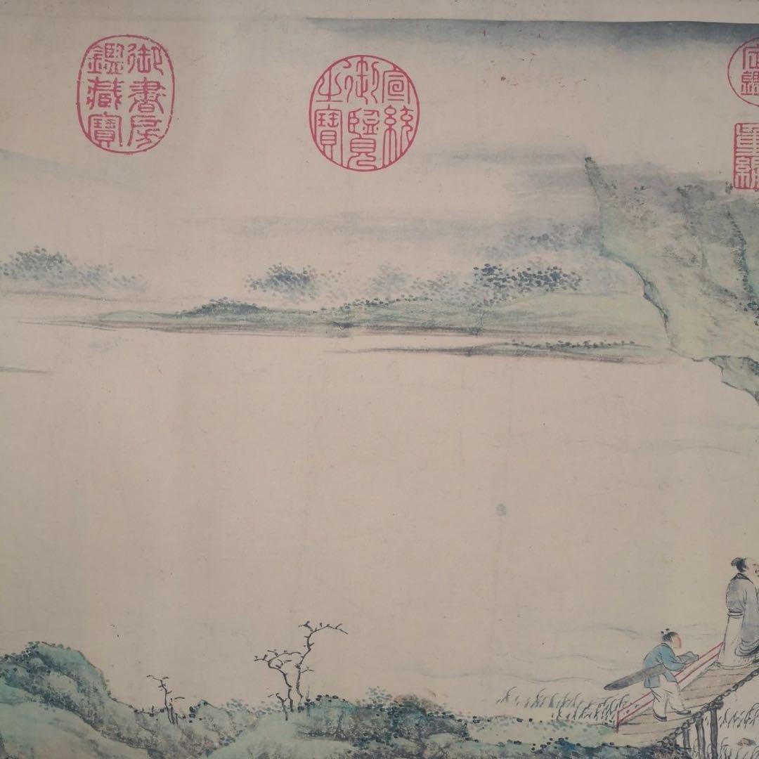 携琴訪友図 長巻 70×340cm 山水人物