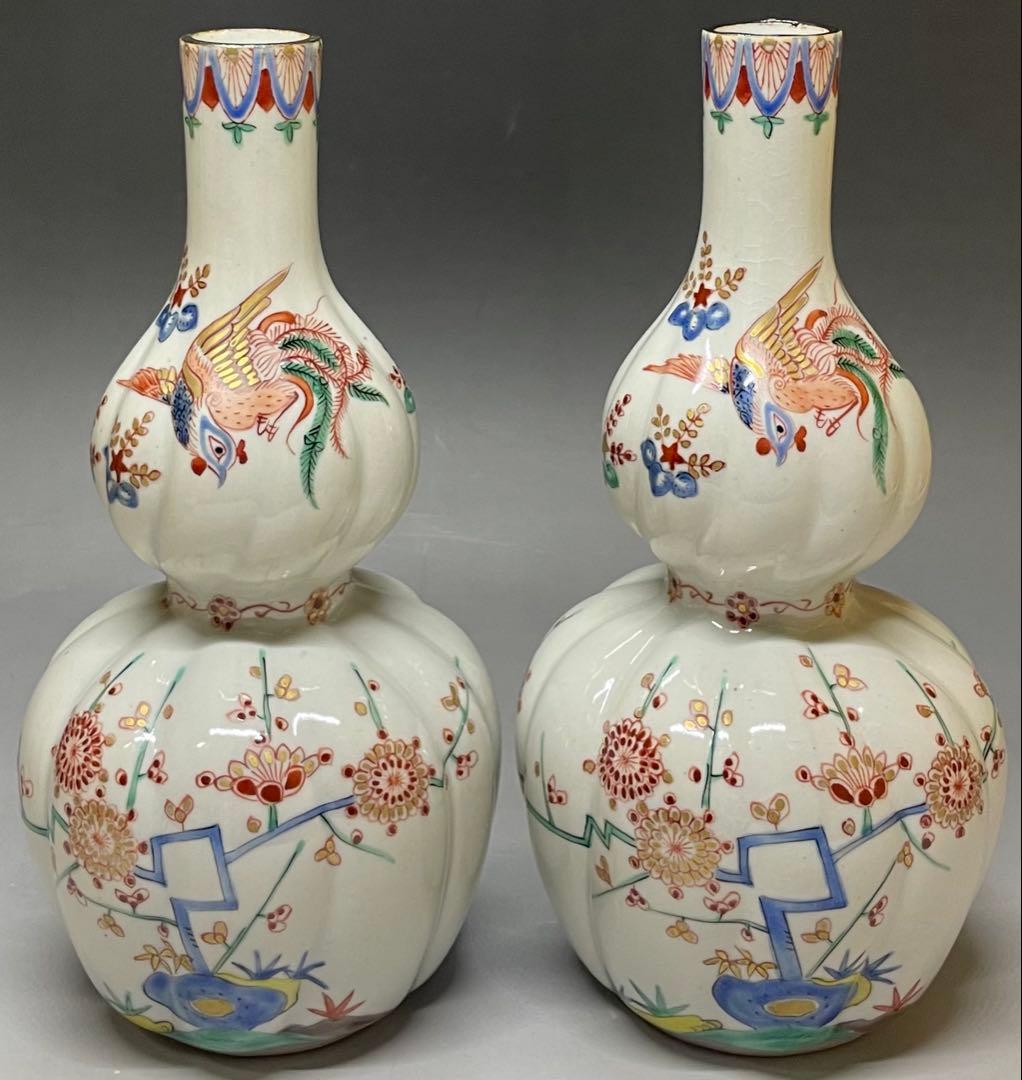 柿右衛門様式　濁手　色絵花鳥文　鳳凰文　古伊万里　四方桟共箱　共布　n2151