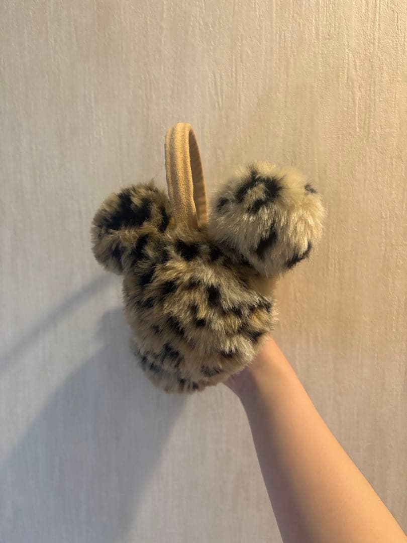 ヒョウ柄 ミッキーマウス 耳当て