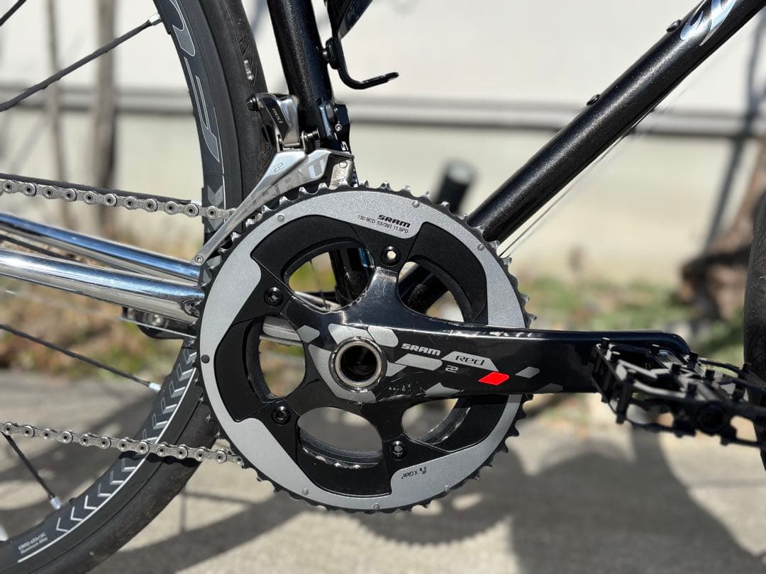 軽量クロモリ　スラムレッド22完成車　リムブレーキ　カーボンフォーク付