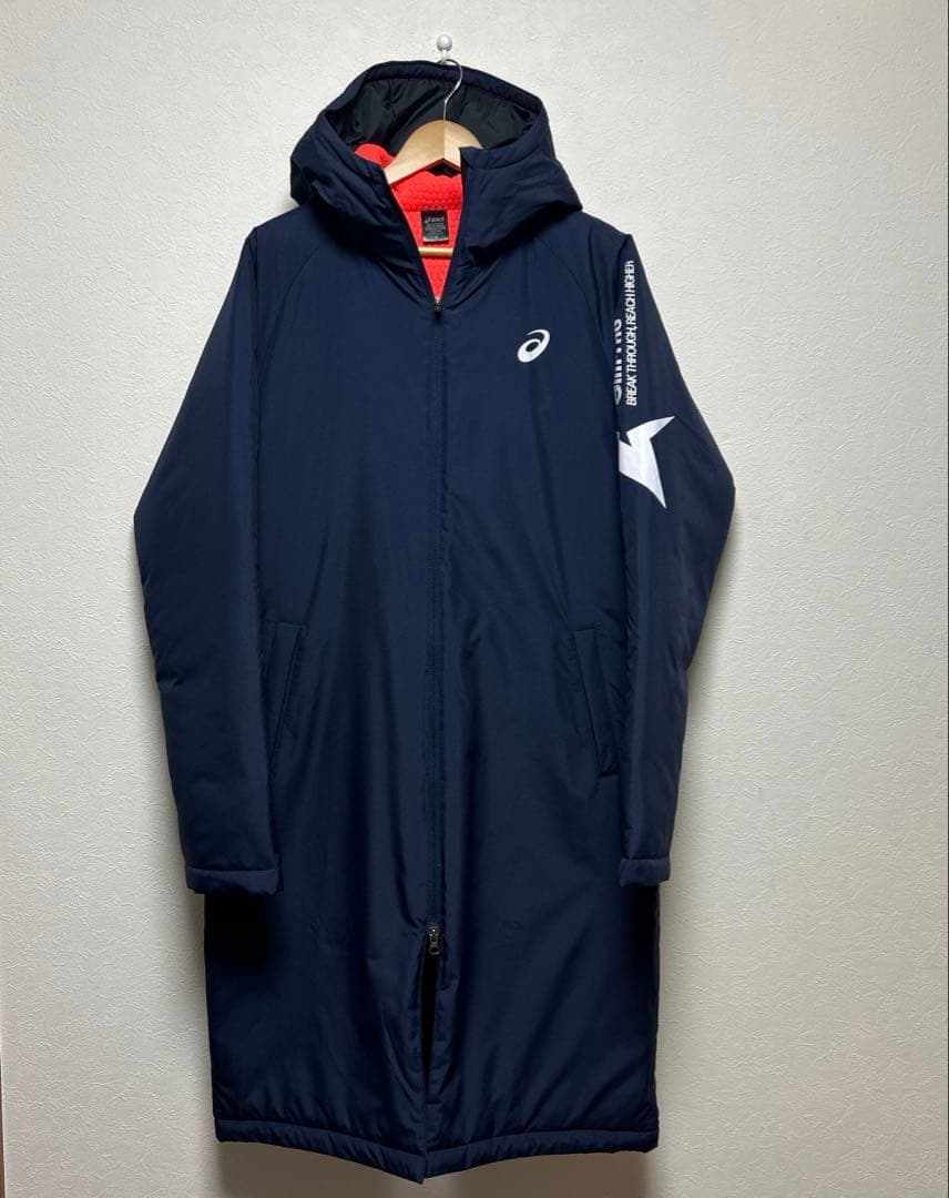 超美品　asicsアシックス 中綿ロングコート ベンチコート