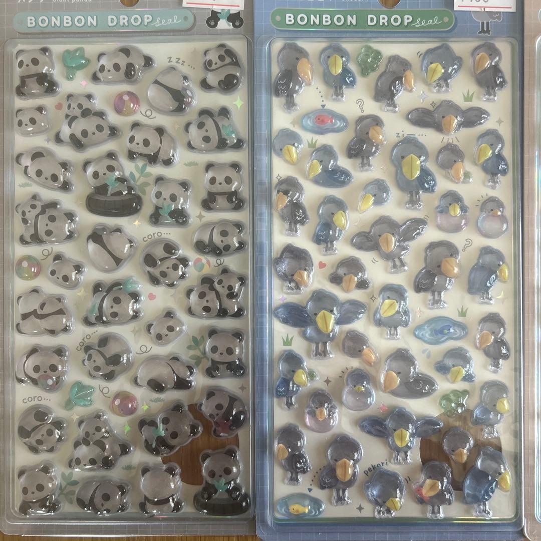 【正規品】レア ボンボンドロップシール3点 ハシビロコウ レッサーパンダ パンダ