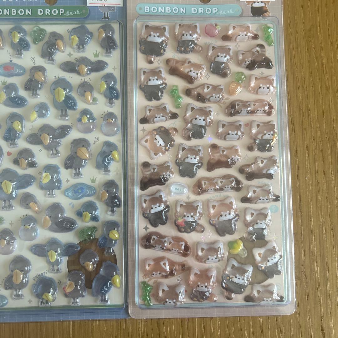 【正規品】レア ボンボンドロップシール3点 ハシビロコウ レッサーパンダ パンダ