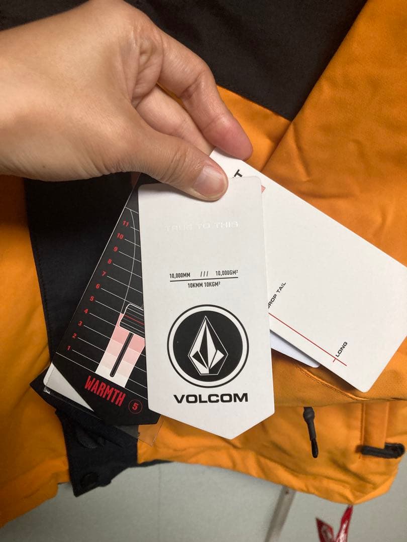 Volcom スノーボード用防水ジャケット 黒オレンジ