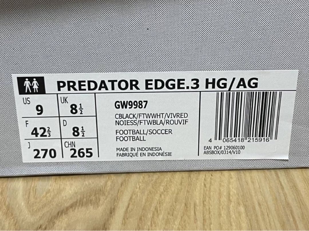 サッカースパイクPREDATOR EDGE.3 HG/AG 27.0cm 新品
