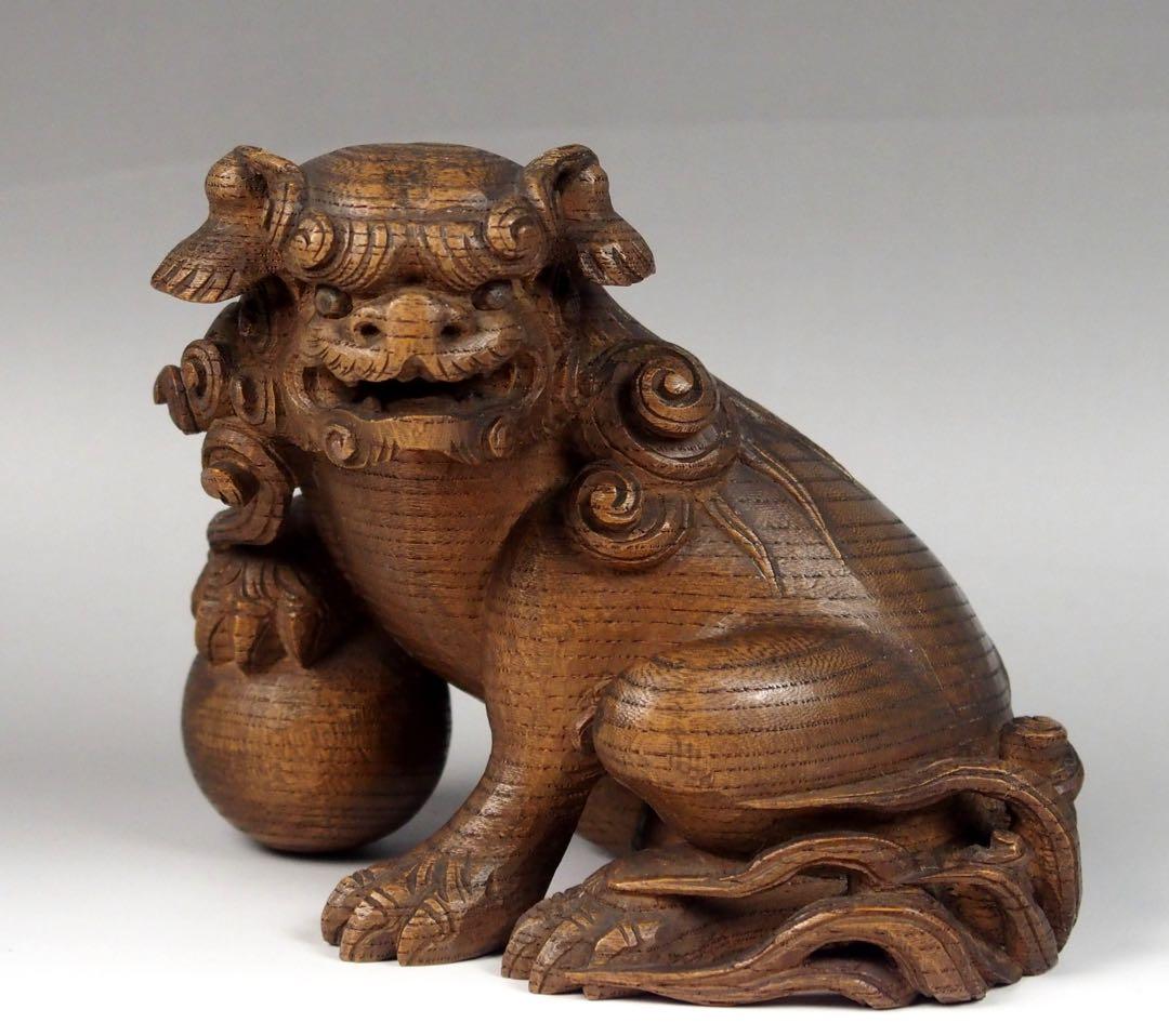 おとうさん専用　手毬獅子　唐獅子　社寺装飾彫刻　銘あり　木彫作品　骨董品