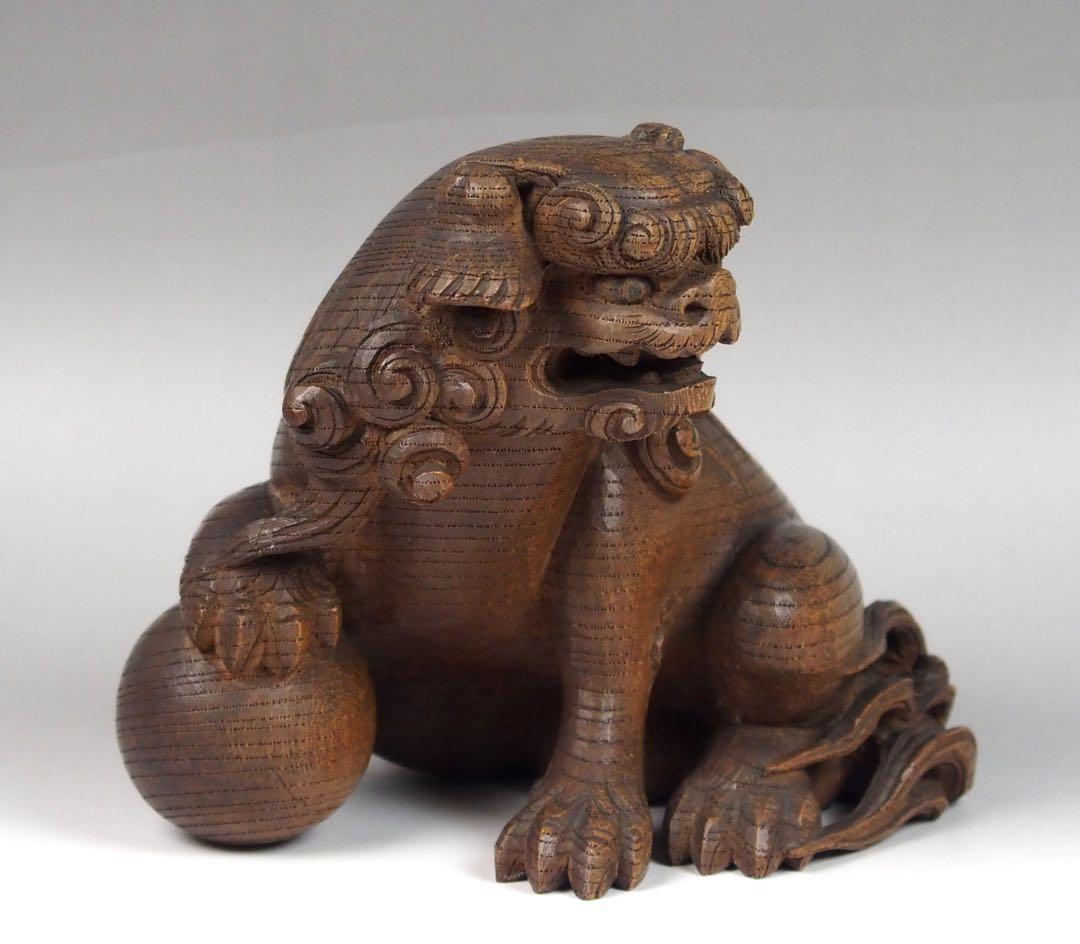 おとうさん専用　手毬獅子　唐獅子　社寺装飾彫刻　銘あり　木彫作品　骨董品