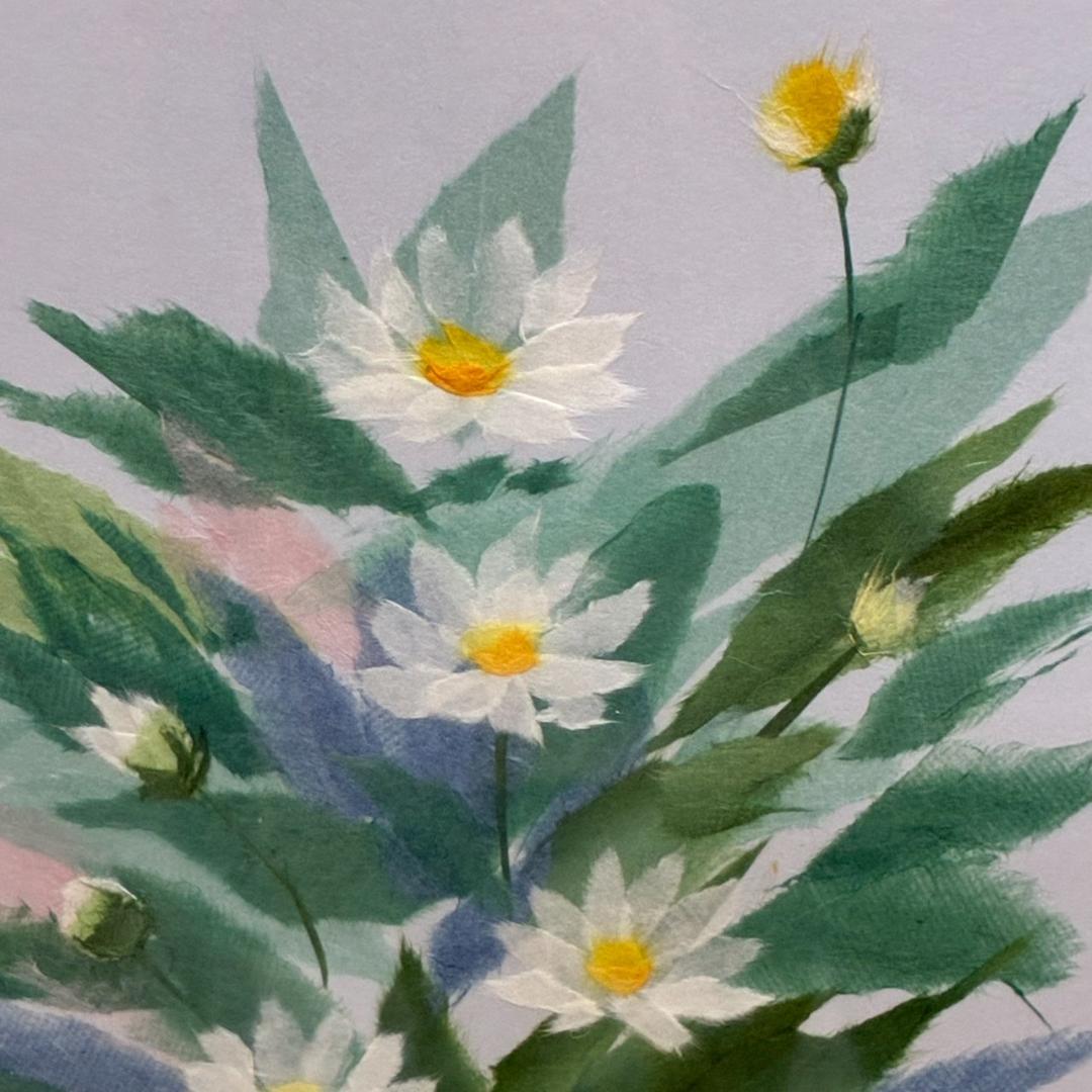 ちぎり絵　野菊　額入り　410×443mm