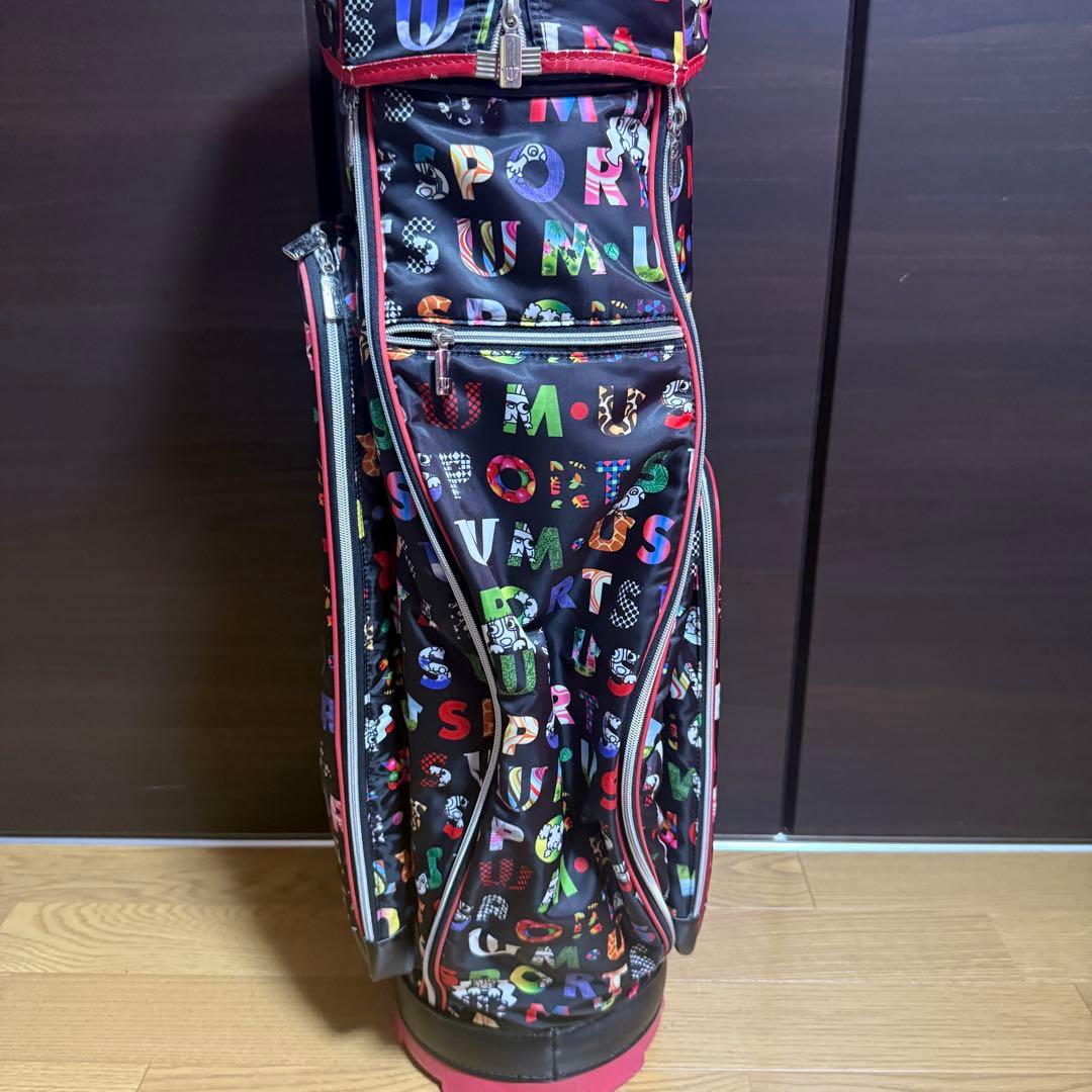 M・U SPORTS　MUスポーツ キャディバッグ ゴルフバッグ 総柄 ブラック