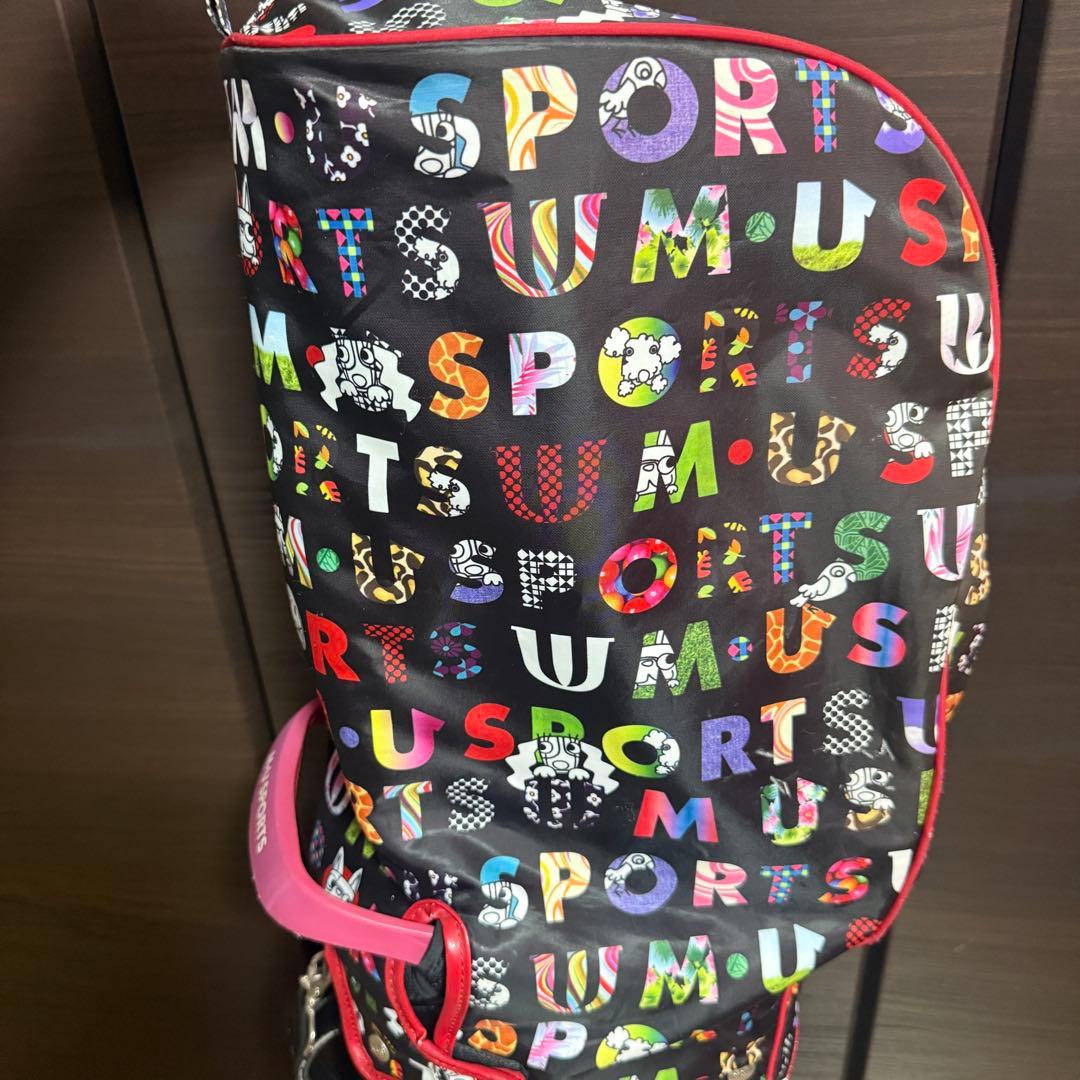 M・U SPORTS　MUスポーツ キャディバッグ ゴルフバッグ 総柄 ブラック