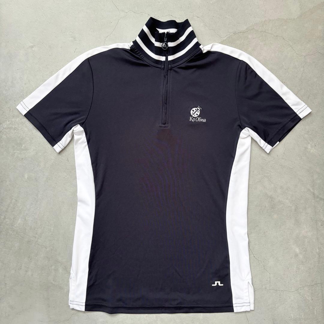 【美品】J.LINDEBERG ジェイリンドバーグ ハイネックハーフジップシャツ