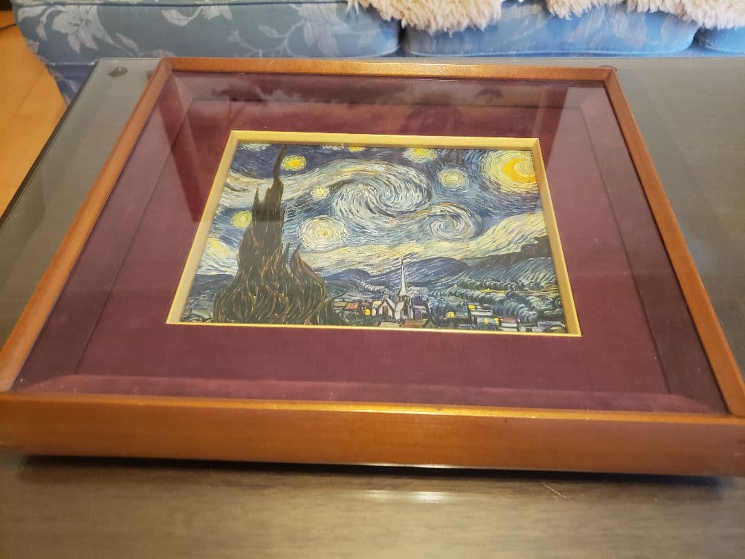 ゴッホVAN GOGH の絵画複製　パリで50年以前に購入　キャンバス　画木製額