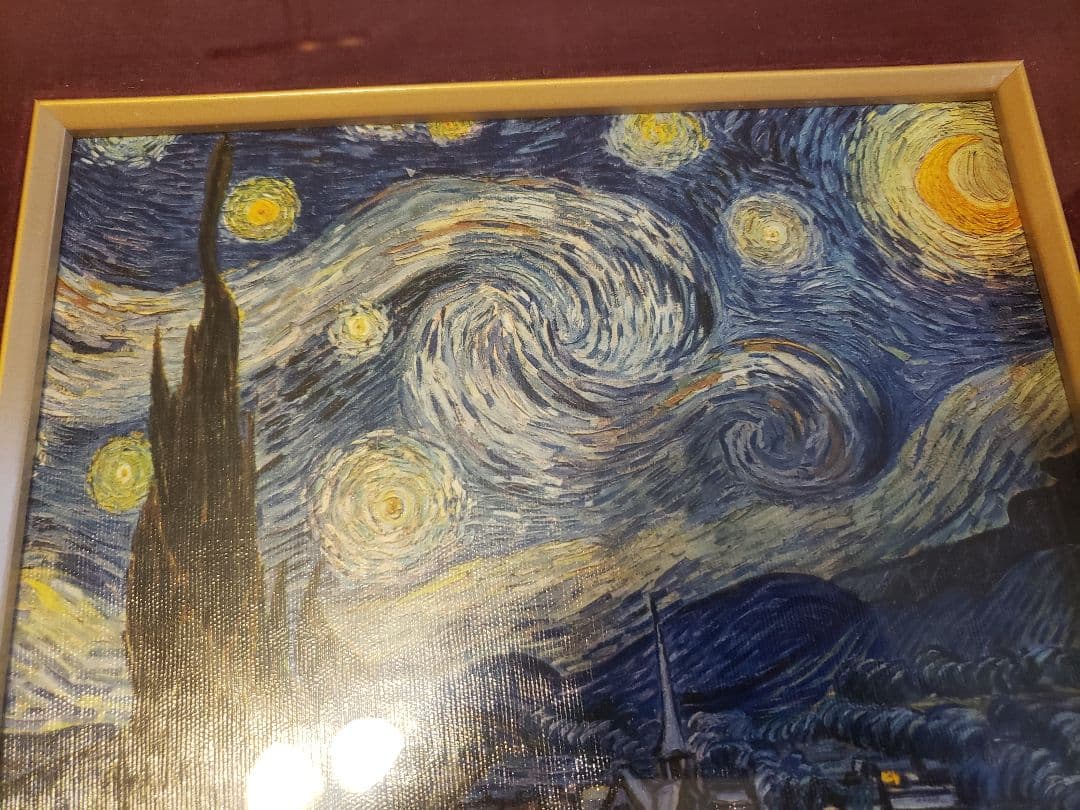 ゴッホVAN GOGH の絵画複製　パリで50年以前に購入　キャンバス　画木製額