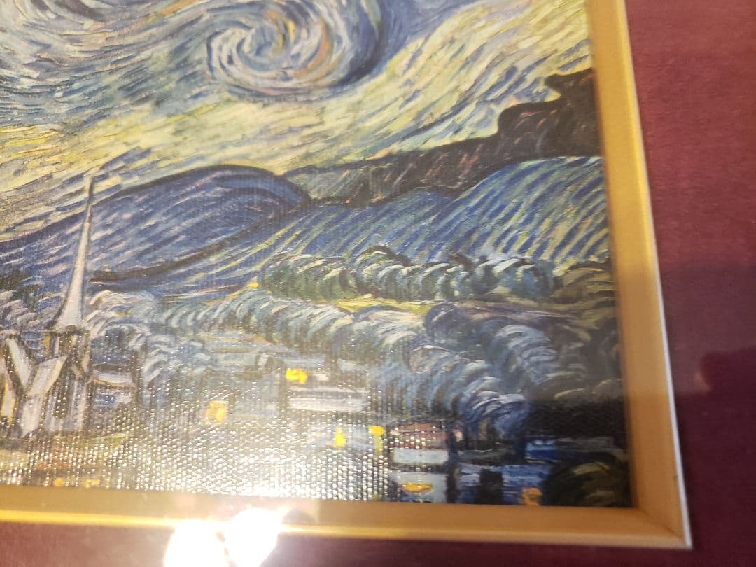 ゴッホVAN GOGH の絵画複製　パリで50年以前に購入　キャンバス　画木製額