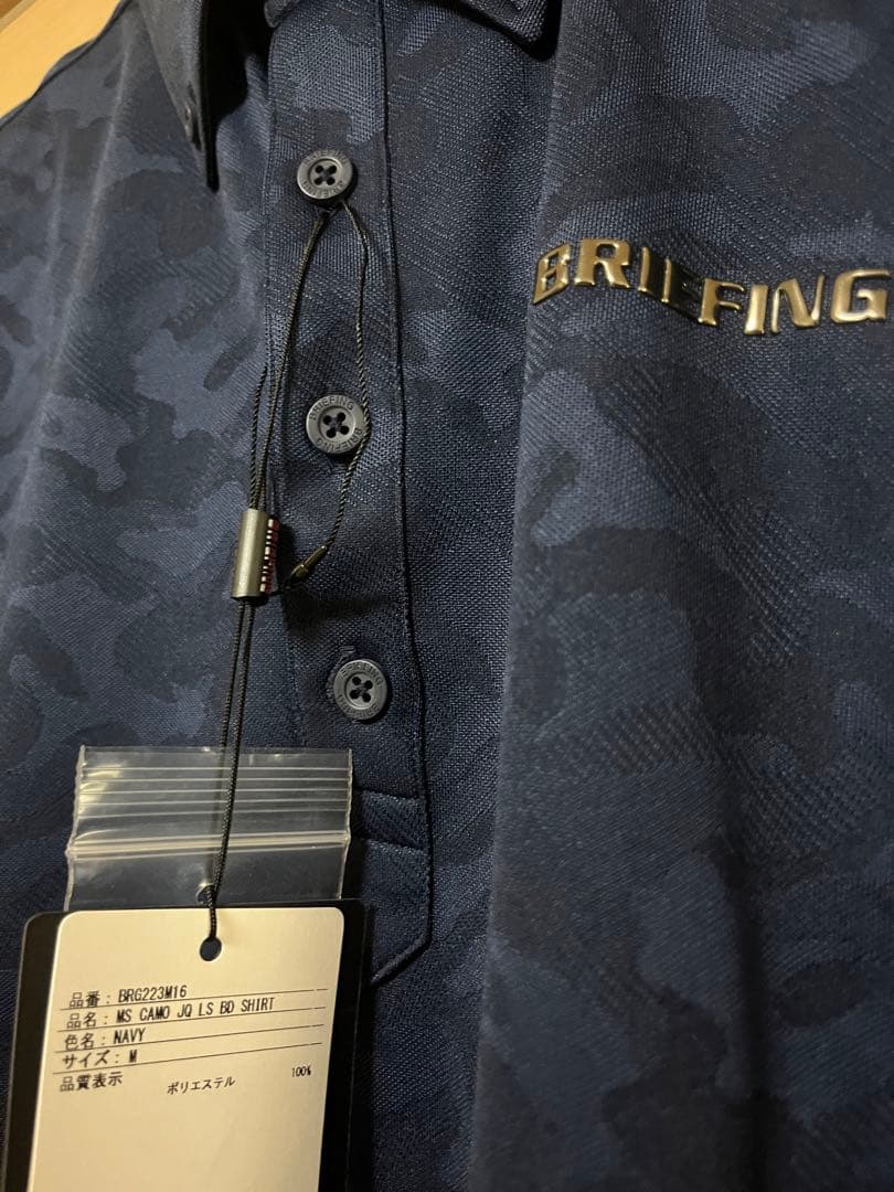BRIHING ネイビー 迷彩柄 長袖ポロシャツ　ブリーフィング カモ M