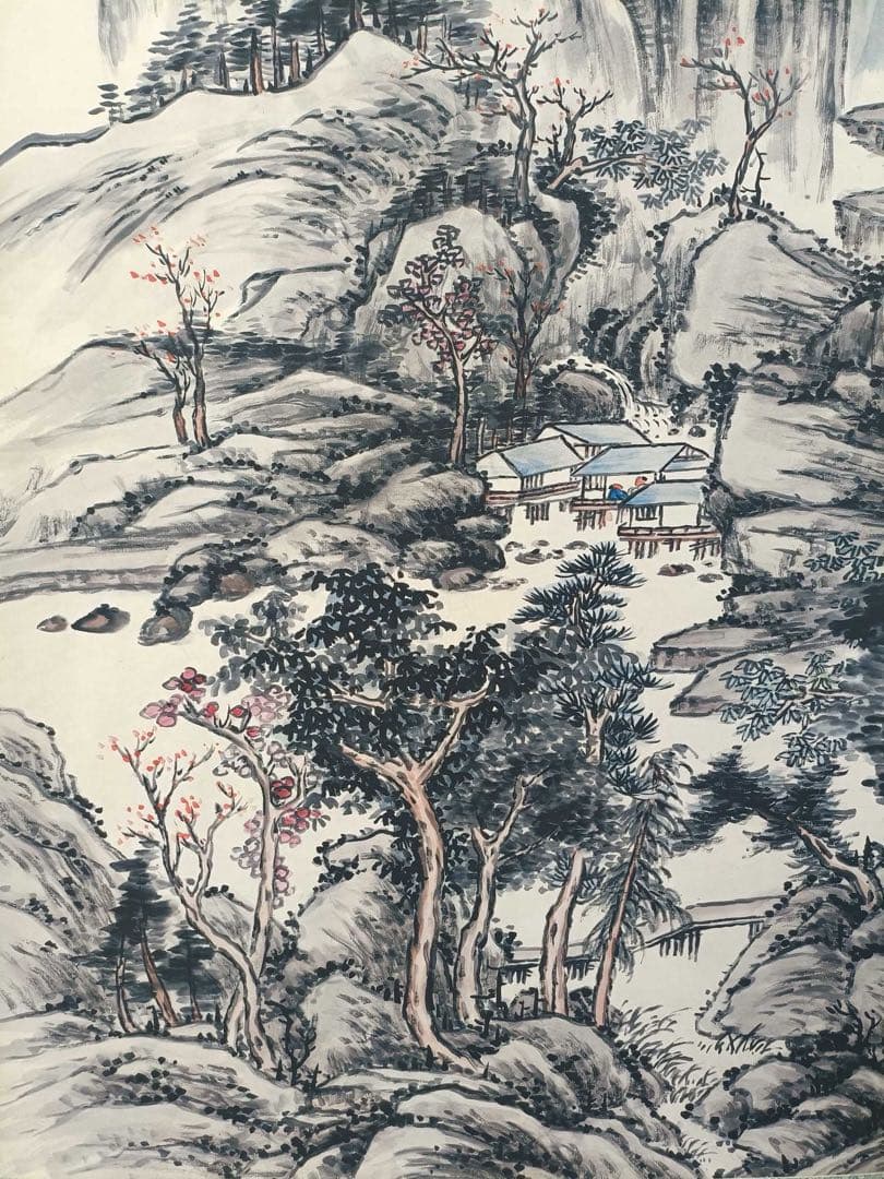 【王翚】山水图 中国画 掛け軸 水墨画 和室 玄関 茶室 壁掛け 美術品