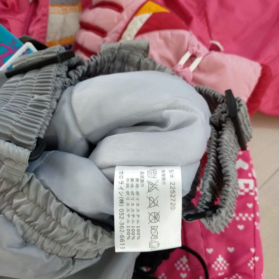 【キレイです】90センチ女の子用スキー、ボードウェア 小物付き 6点セット
