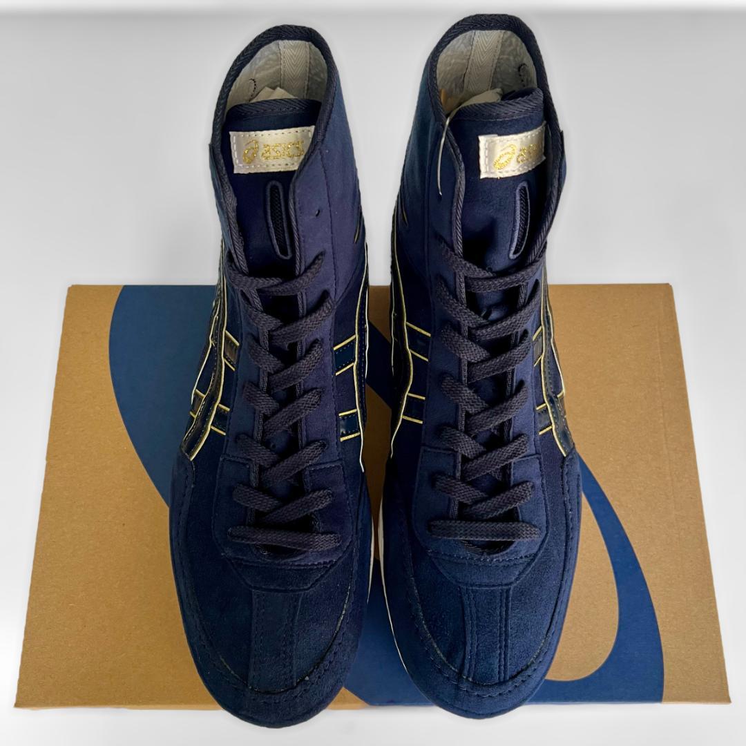 asics レスリングシューズ 1083A001 ネイビーxゴールド27.5cm
