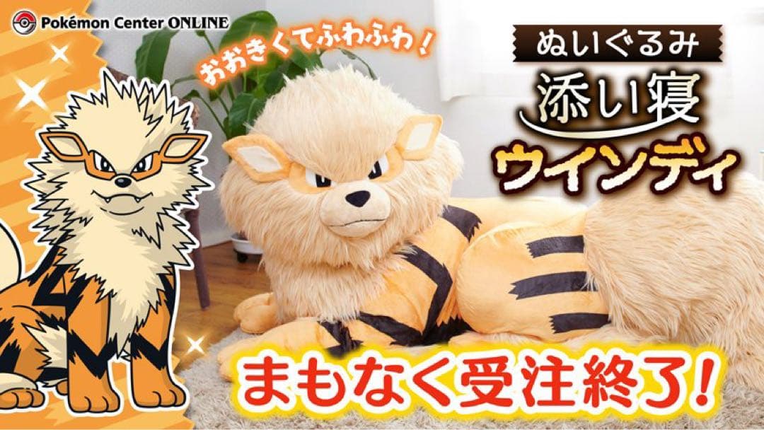添い寝　ウインディ　ぬいぐるみ　ポケモンセンター
