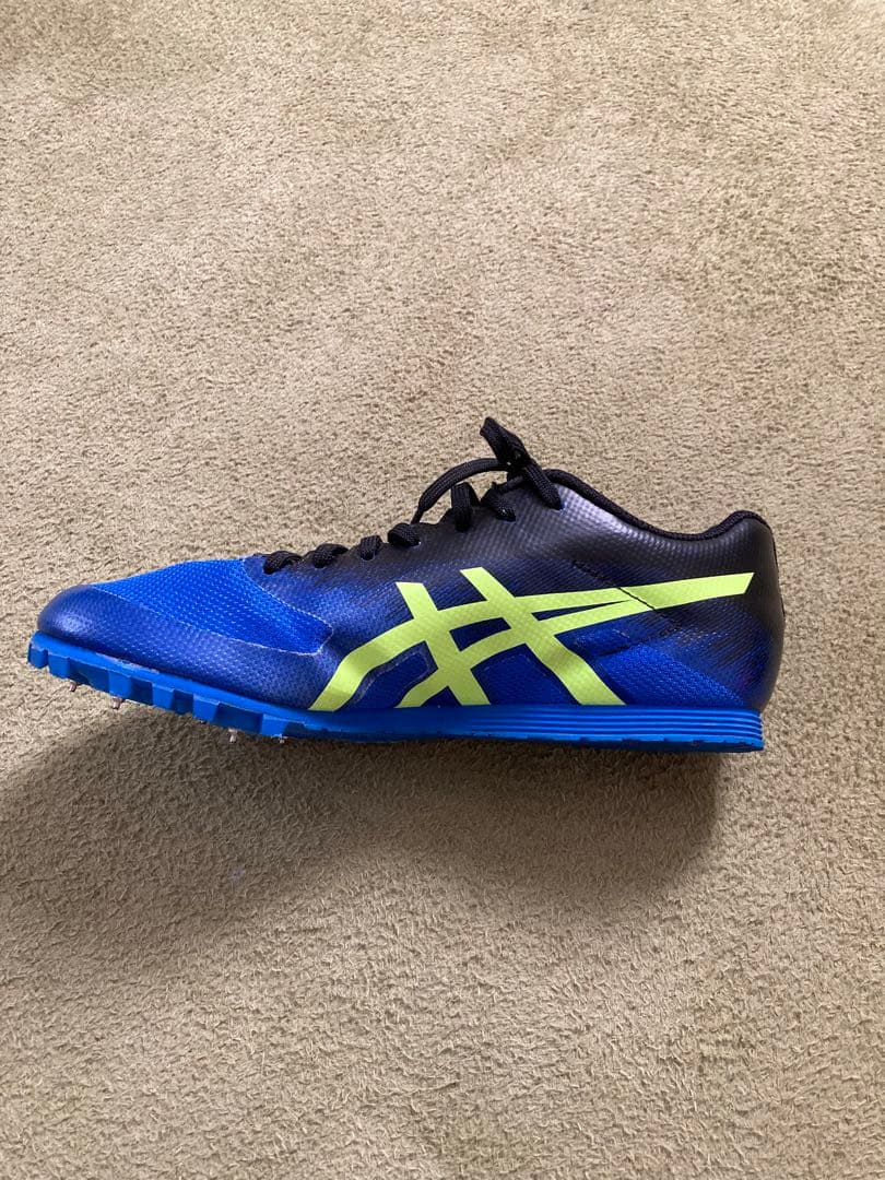 ASICSスパイクシューズ ブルー×蛍光イエロー 25.5センチ メンズ 美品