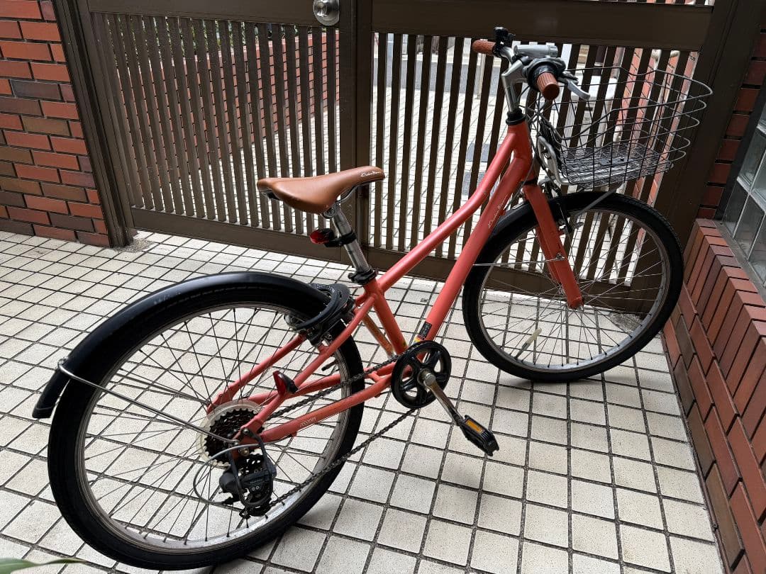 オレンジ 子供用自転車 前面バスケット付き