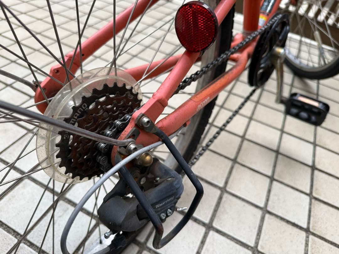 オレンジ 子供用自転車 前面バスケット付き