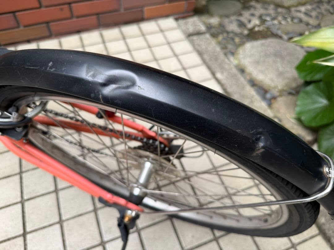 オレンジ 子供用自転車 前面バスケット付き