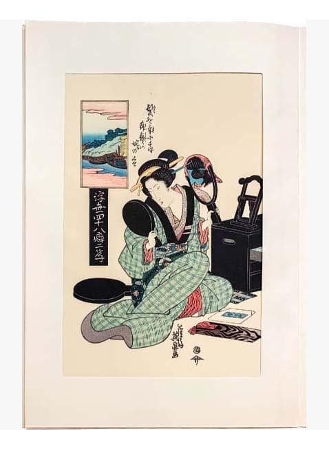 渓斎英泉「江戸後期浮世絵三大家おんな絵」復刻木版画シート2枚セット