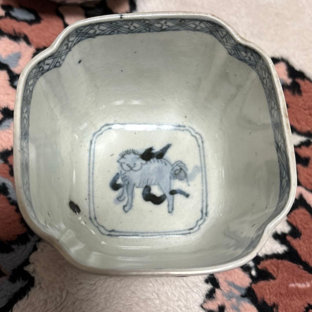 古伊万里、宝船、唐獅子、そば猪口、向こう付、錦手、骨董、5ケ