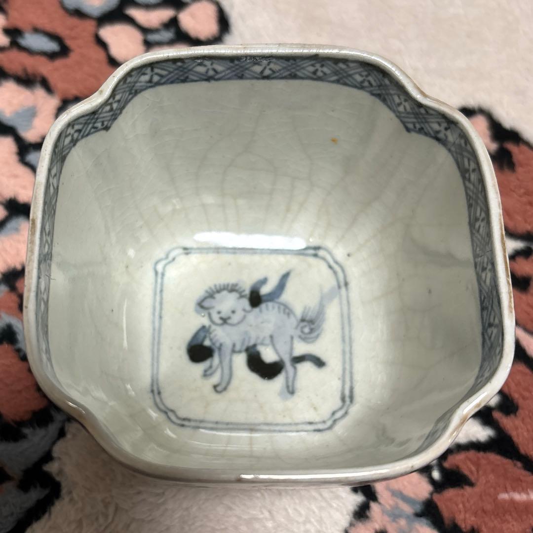 古伊万里、宝船、唐獅子、そば猪口、向こう付、錦手、骨董、5ケ
