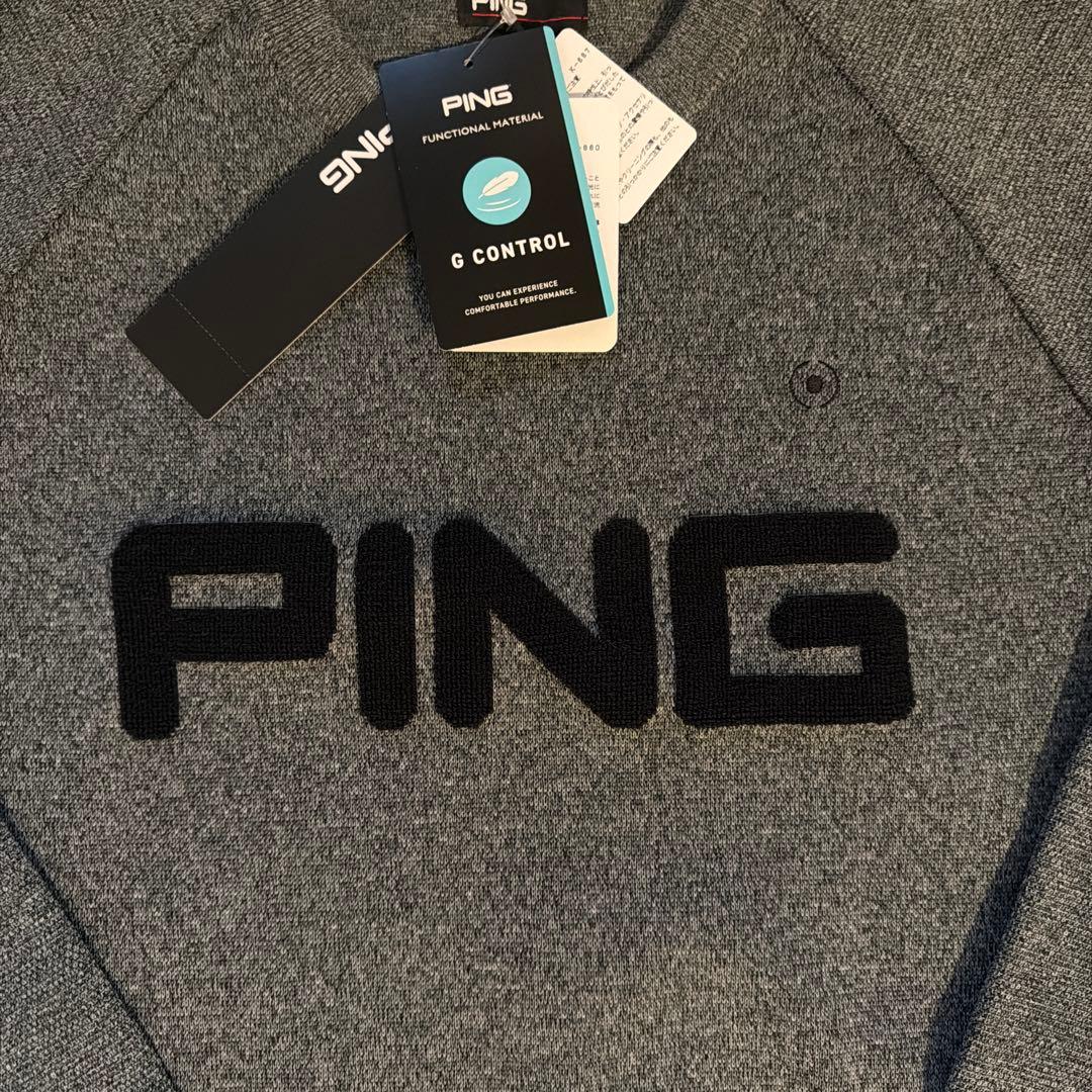 PING ロゴパイル ジャガード クルーネック ニット LL 新品未使用タグ付