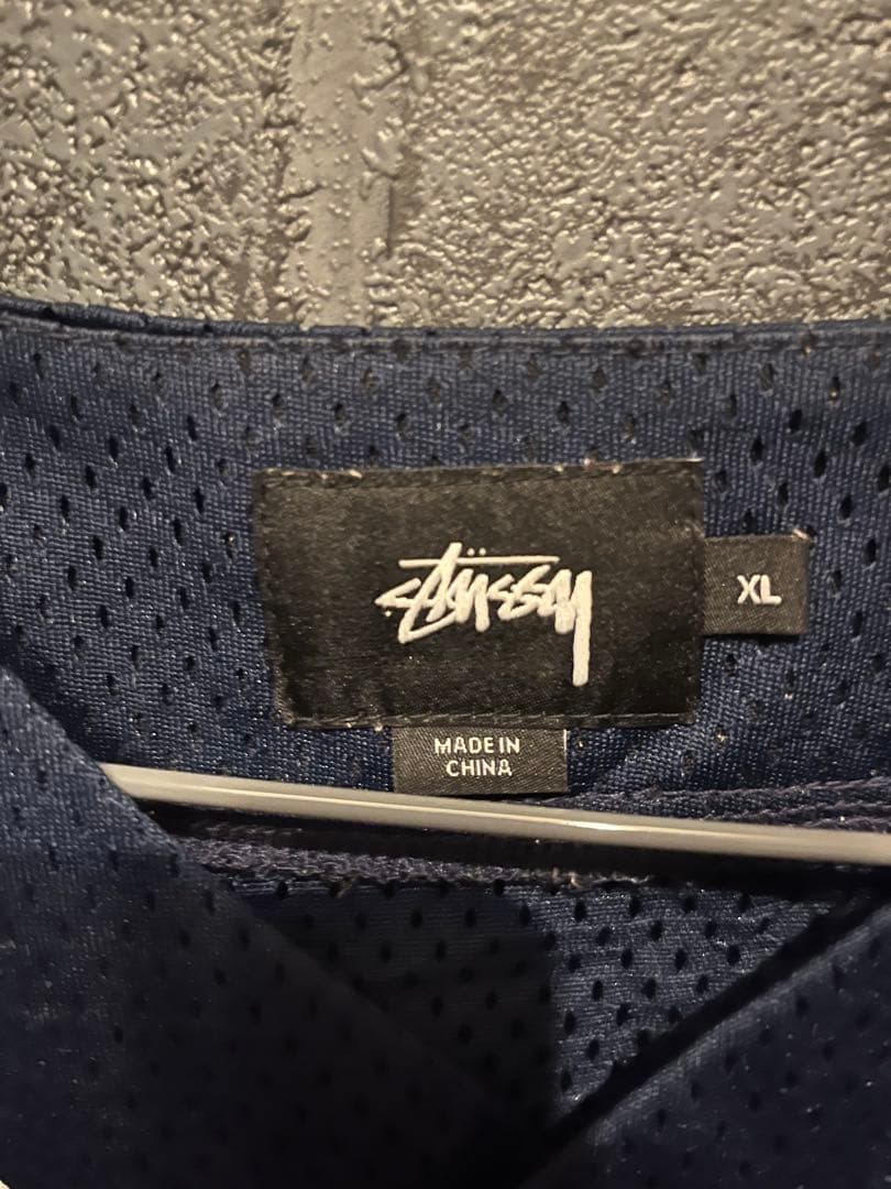 STUSSY ネイビー XL ベースボールシャツ