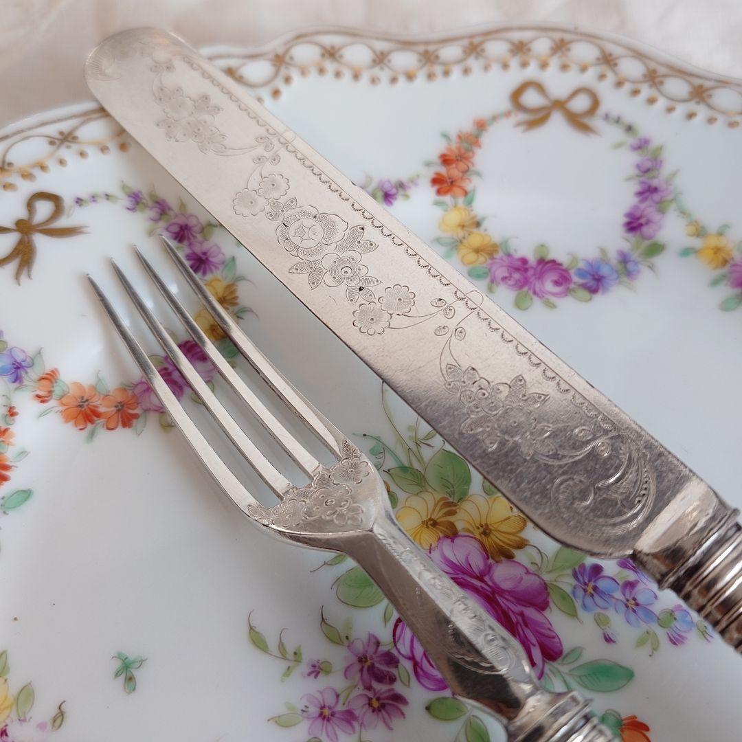 白蝶貝カトラリー　イギリス　アンティーク　マザーオブパール　フラワー セットC