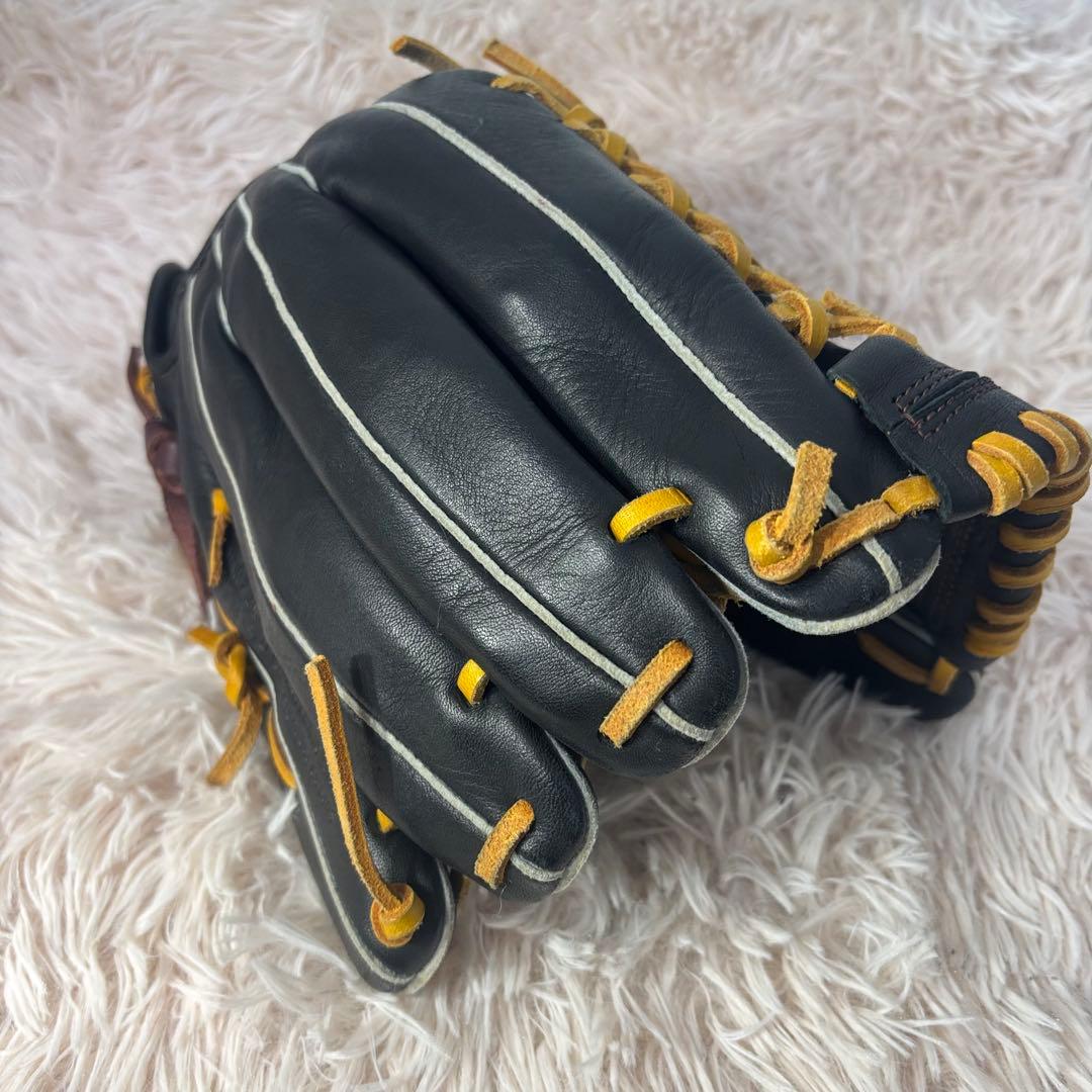美品 Mizuno 軟式グローブ 左利き用黒/黄　せレクトナイン 野手用