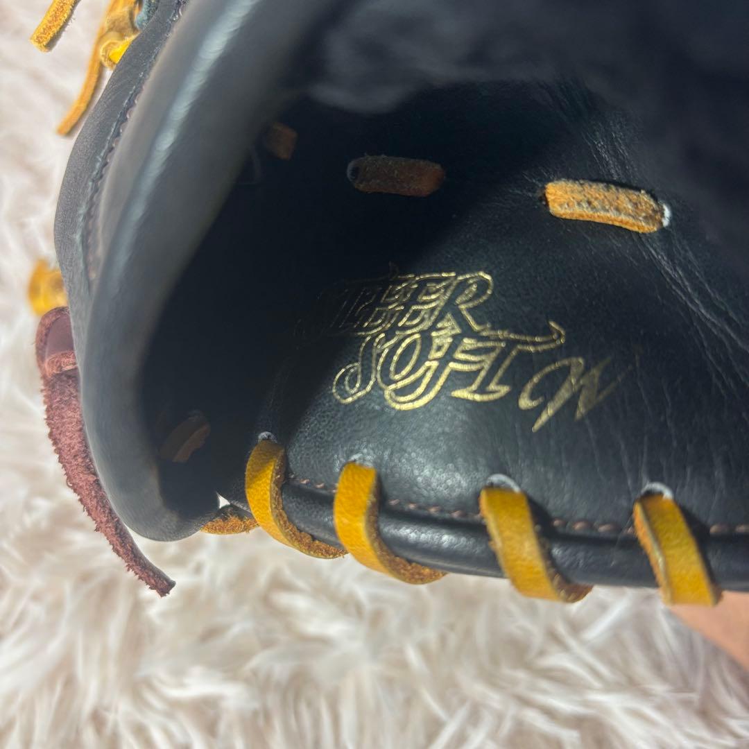 美品 Mizuno 軟式グローブ 左利き用黒/黄　せレクトナイン 野手用