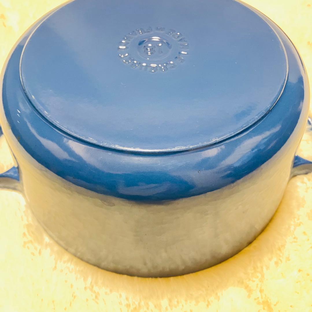 【LE CREUSET】ル・クルーゼ　18cm 両手鍋 ココットロンド　青