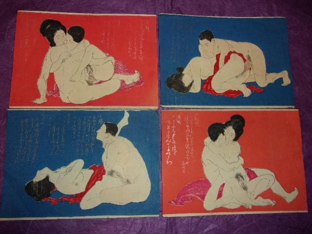 春画 浮世絵「明治時代の木版画 風俗画13枚袋付」大きさ18.5×12cm
