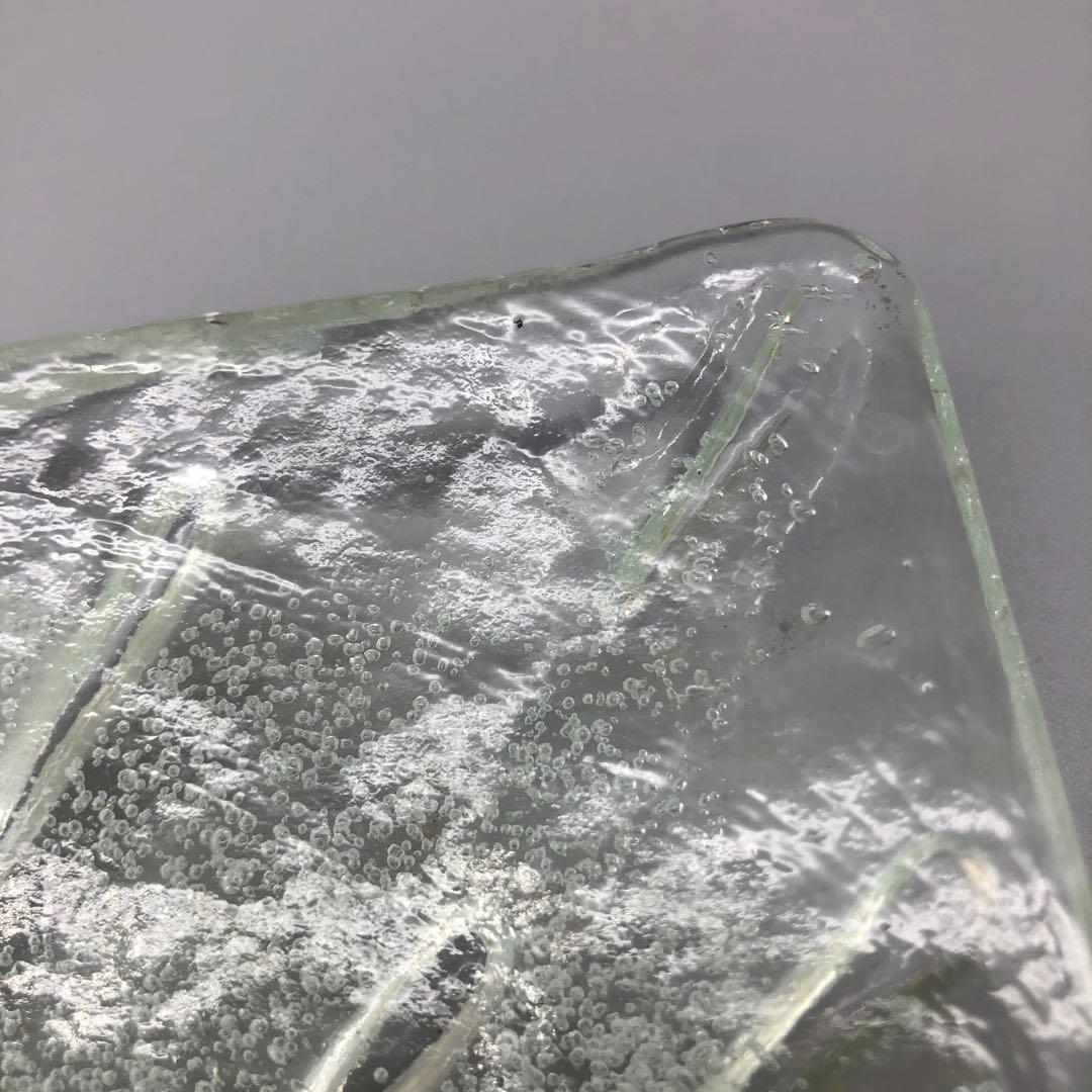 岩田工芸ガラス気泡放射線デザイン角皿プレート25cm昭和レトロビンテージ食器