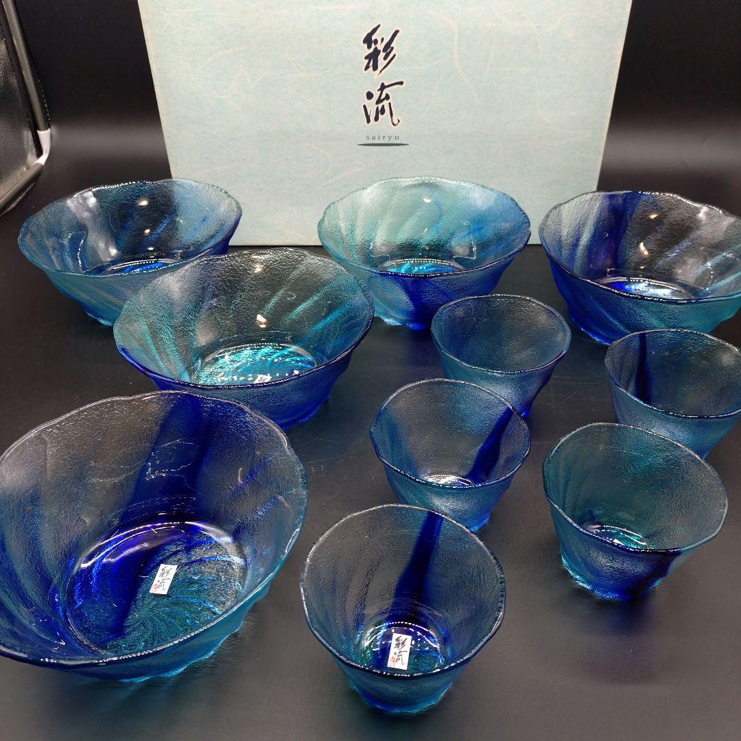 ⭐️新品 未使用品⭐️彩流 麺皿 つゆ皿 5点セット全部で10点 ガラス鉢