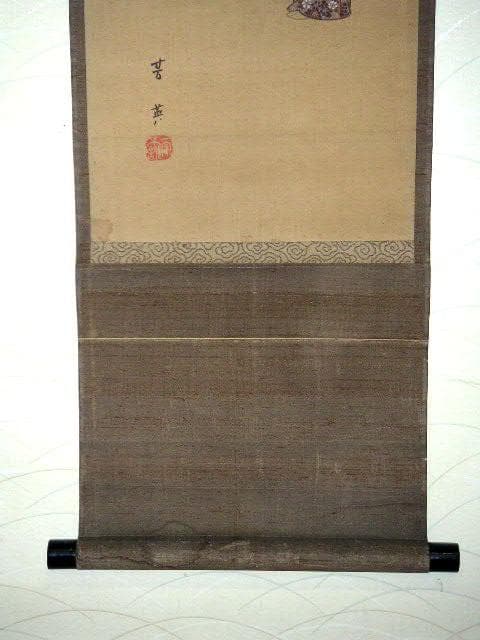 ♥掛軸　古画　【芳英　高砂図】　掛け軸　骨董品