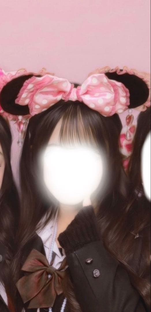 ディズニー ピンク ドット レース イヤリングカチューシャ
