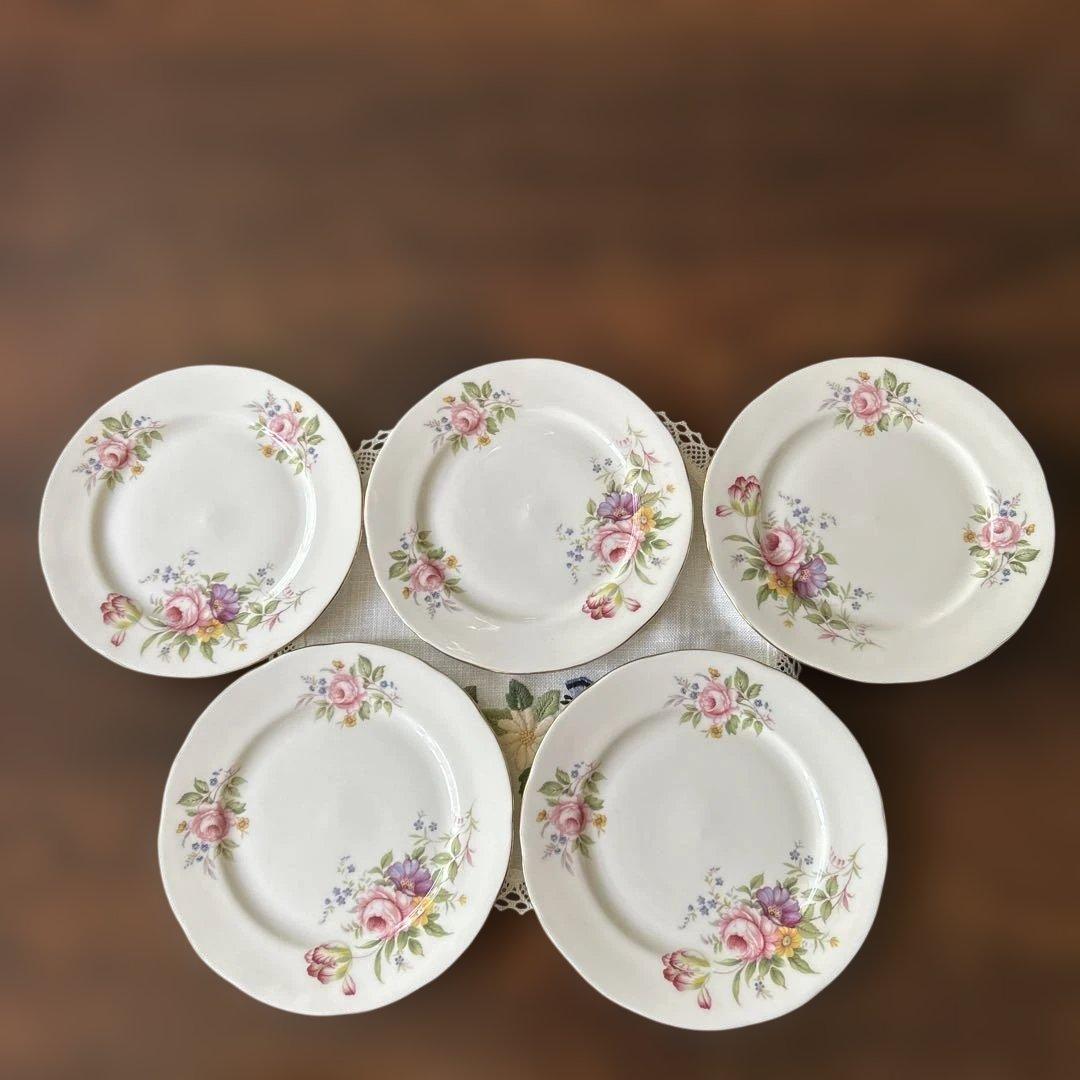 ＤUCＨ EＳＳ。ボーンチャイナイギリス製品ケーキ皿5客。