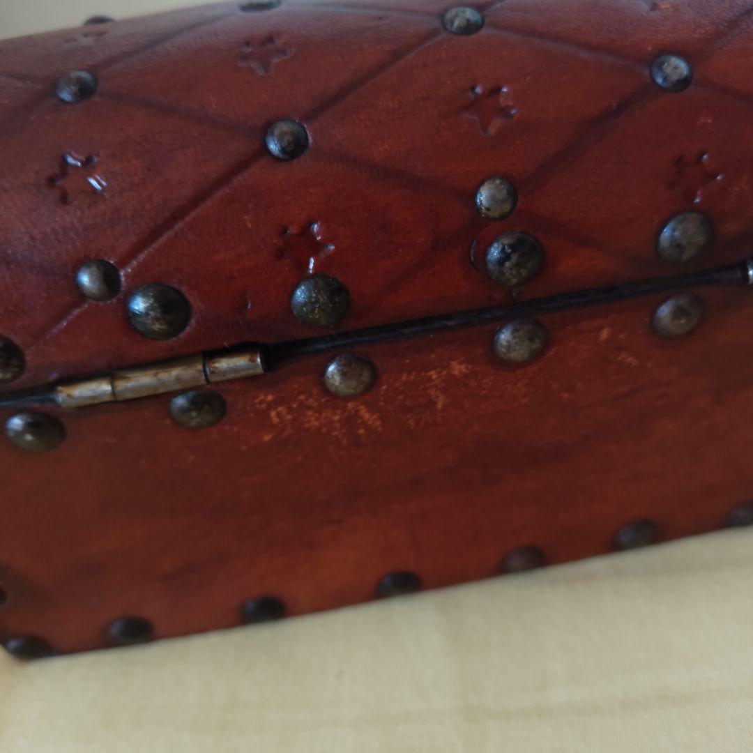 【良品2個セット】スペイン製 木製 小物入れ　アクセサリーケース　飾り鋲　木箱