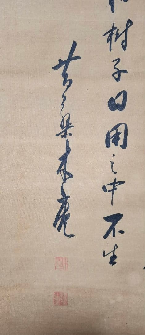 常信達磨　絹本一幅　桐箱付き