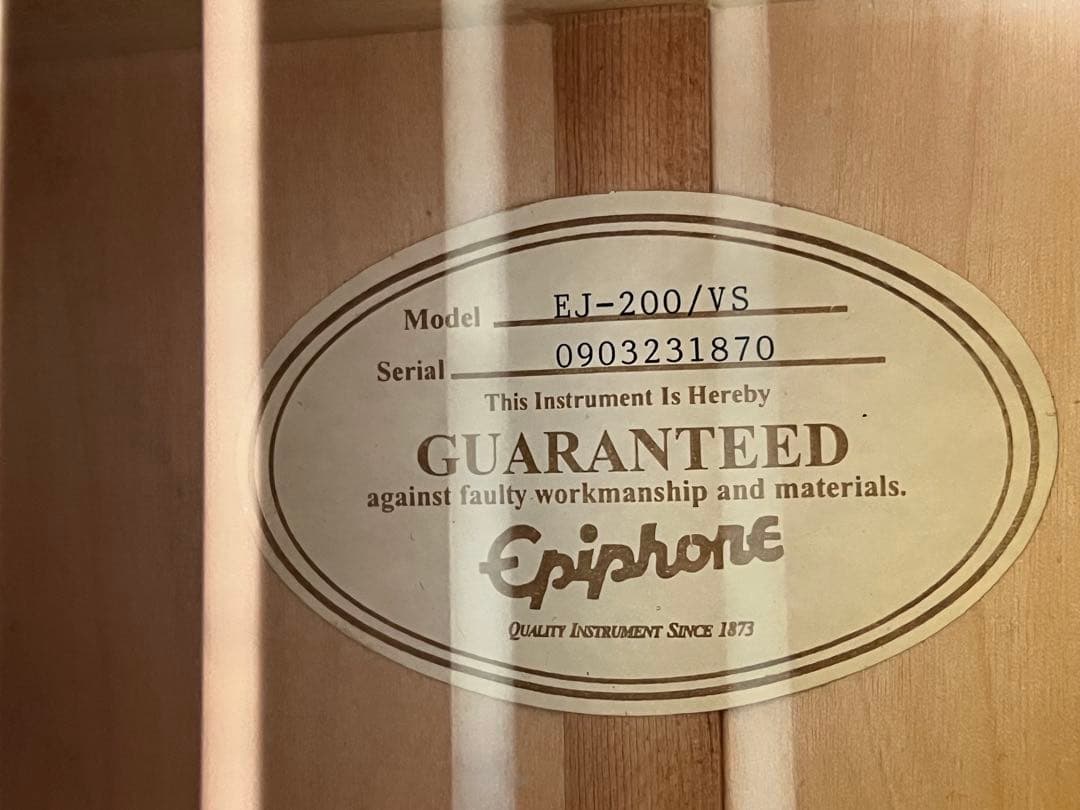 EPIPHONE EJ-200VS ケース付ほぼ未使用美品アコースティックギター
