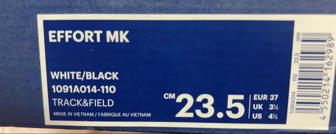 ASICS EFFORT MK ホワイト/ブラック 23.5cm