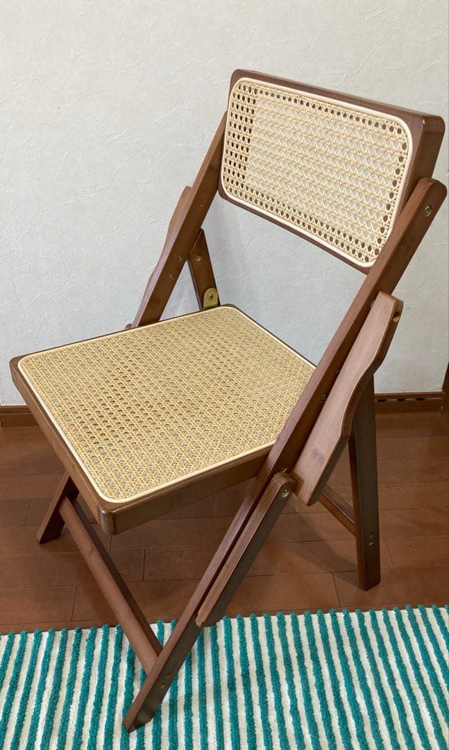 【美品】Rattan Folding Chair ラタン折りたたみチェア