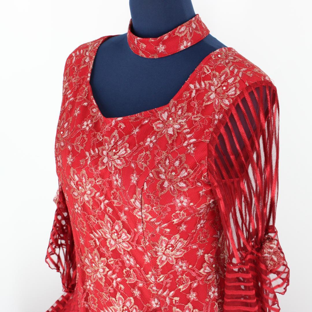 【美品 社交ダンス衣装】ワンピース ドレス prima boutique レッド