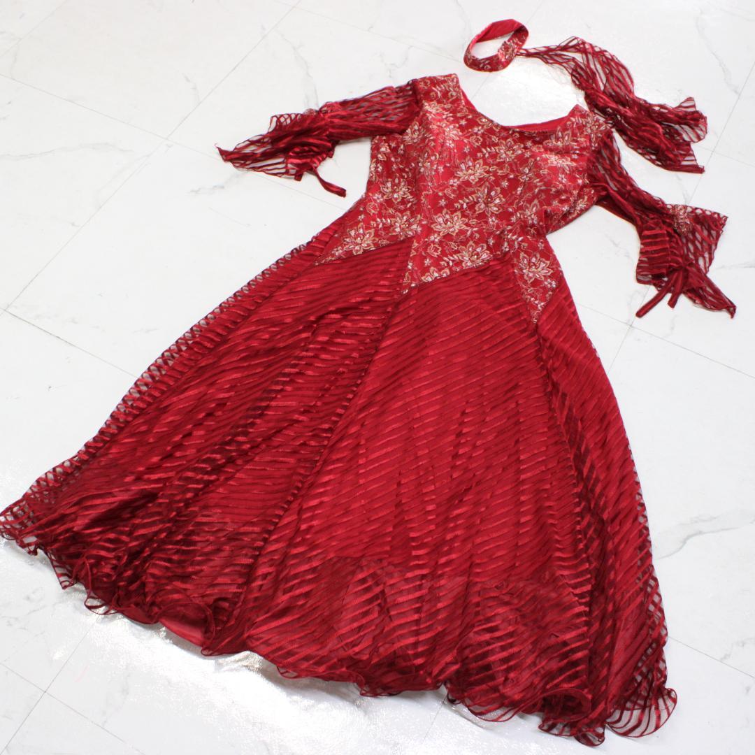 【美品 社交ダンス衣装】ワンピース ドレス prima boutique レッド